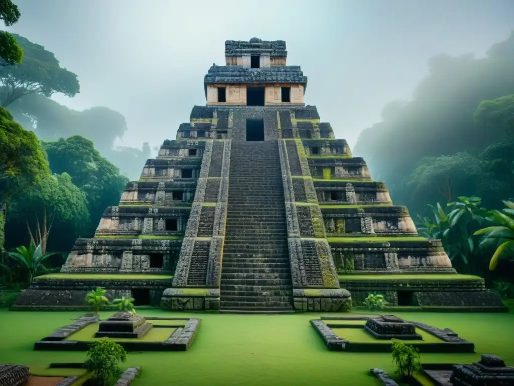 Equipo de arqueólogos preservando ruinas mayas rodeados de vegetación exuberante