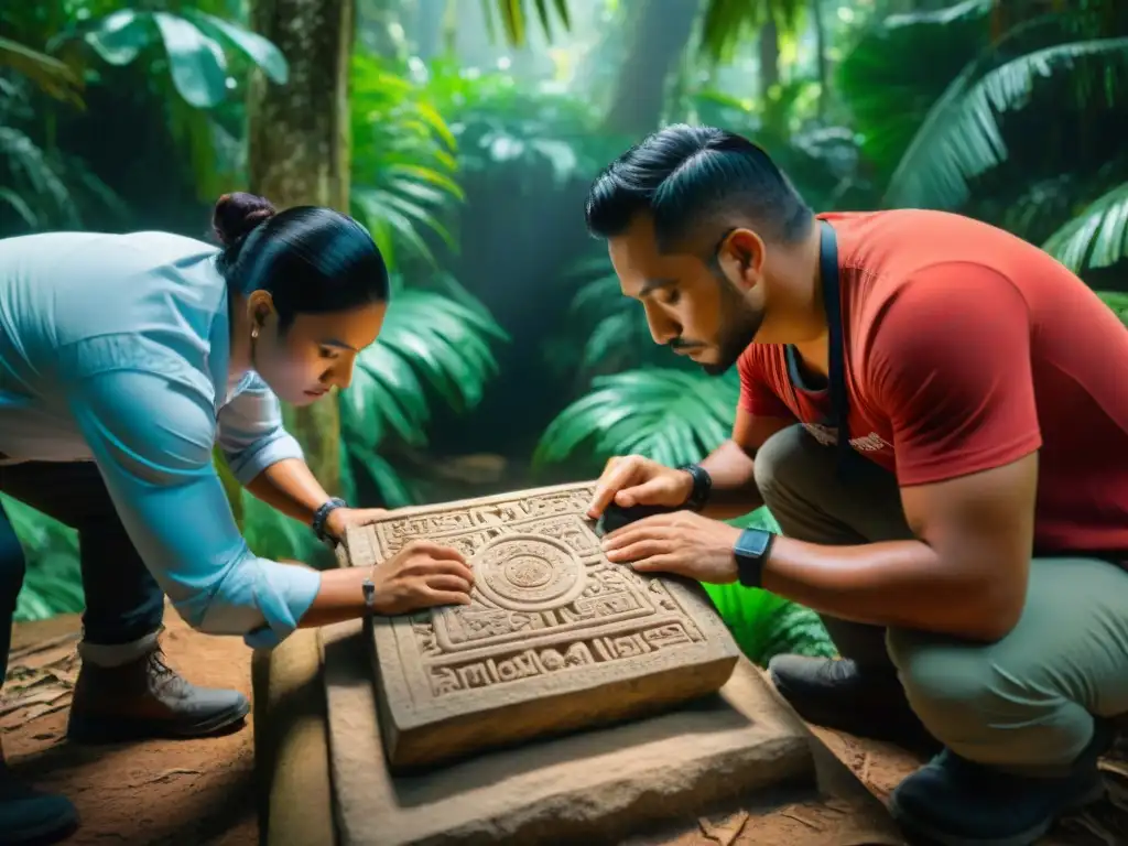 Equipo de arqueólogos preservando digitalmente sitios mayas en la selva