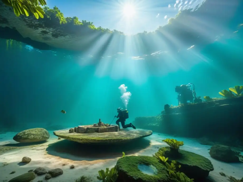 Un equipo de arqueólogos submarinos descubre un artefacto maya en un cenote