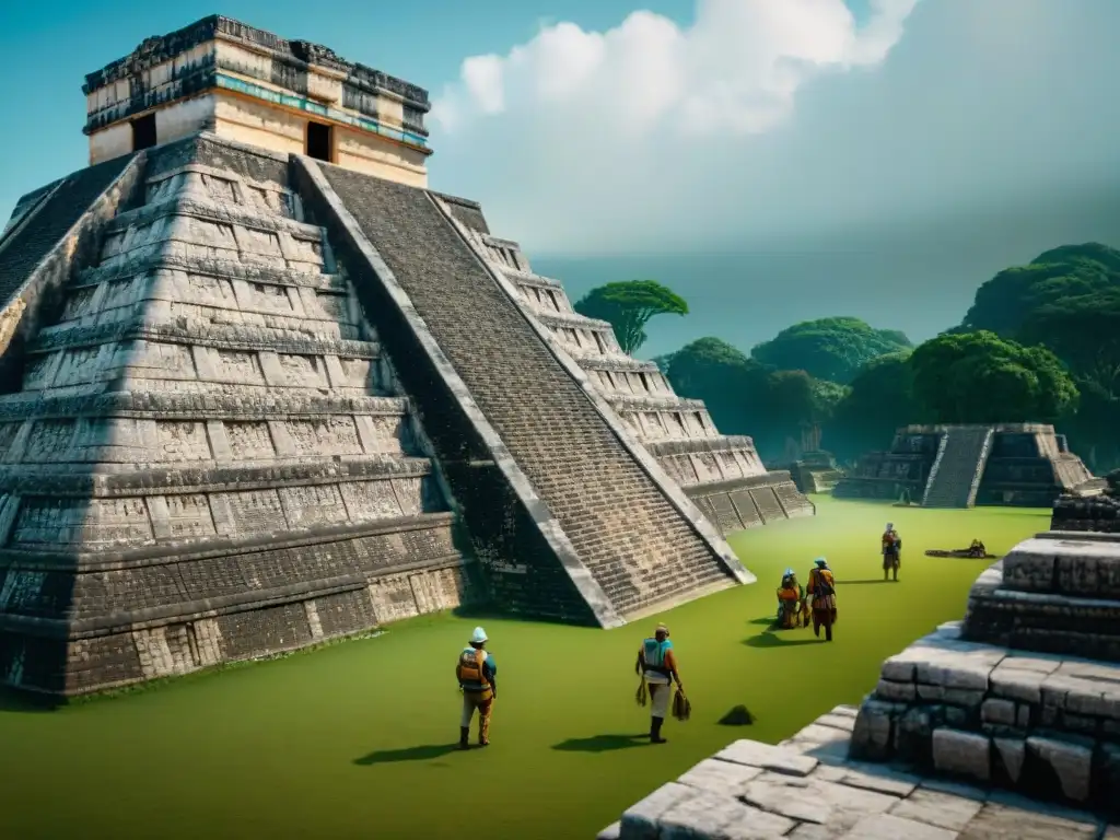 Equipo de arqueólogos reconstruyendo técnicas de construcción mayas con tecnología 3D