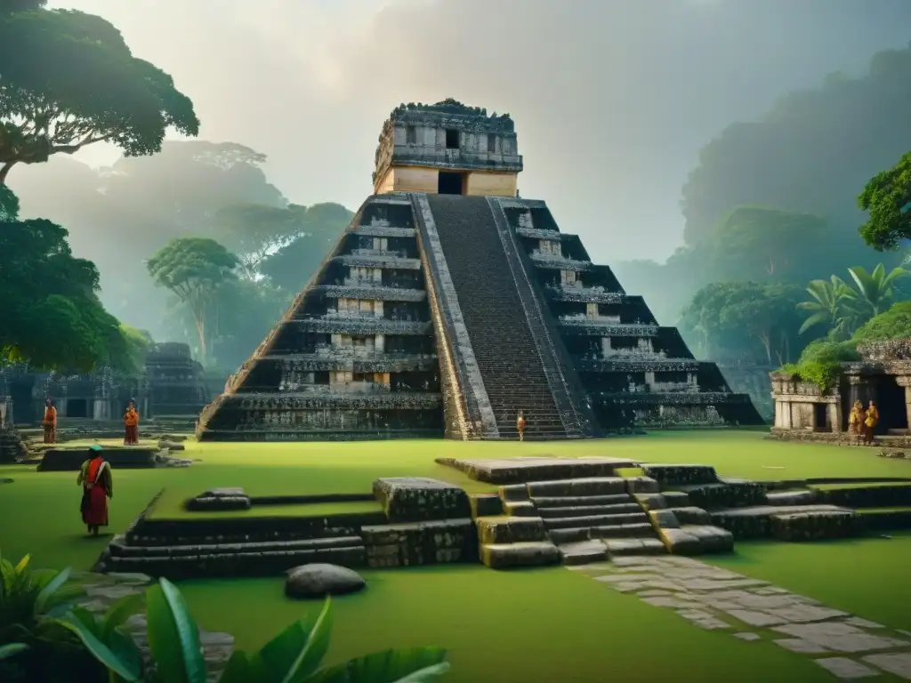 Equipo de arqueólogos reconstruyendo templo maya con tecnología 3D bajo el sol