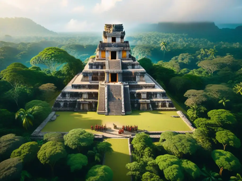 Equipo de arqueólogos preservando templo maya con tecnología en la jungla