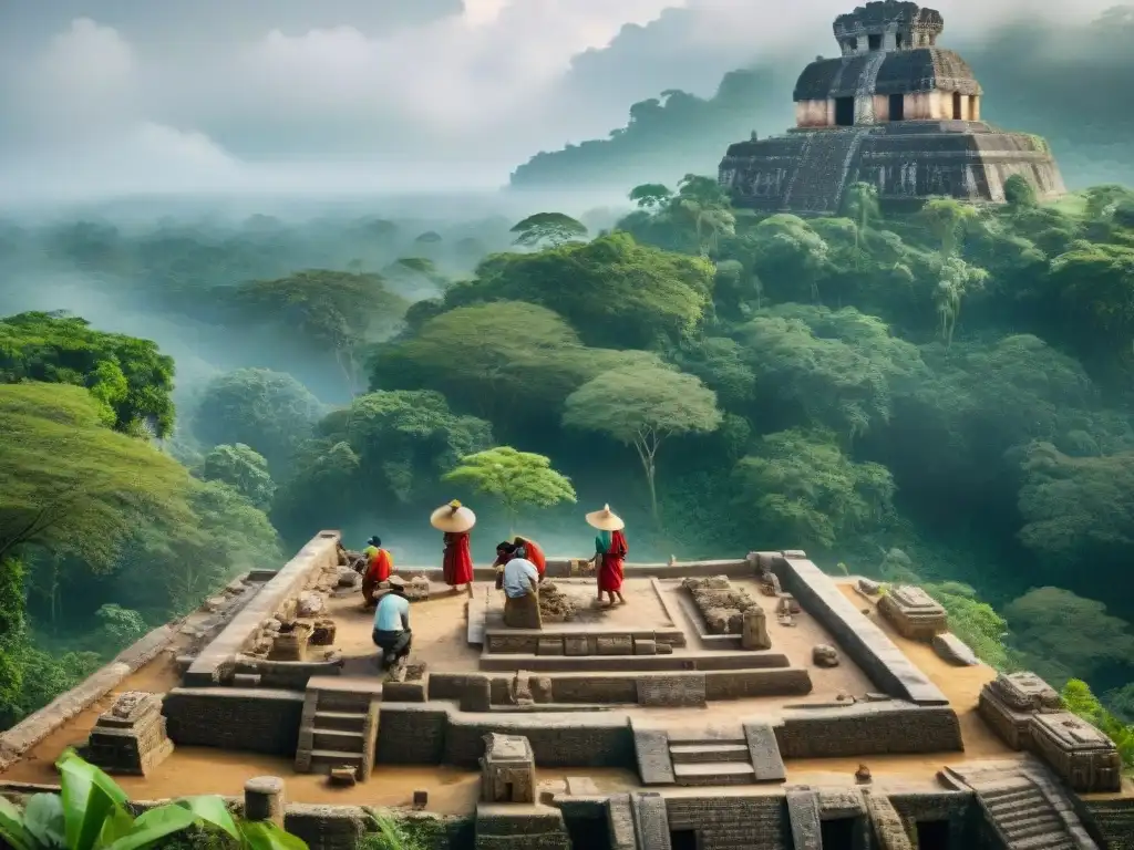 Equipo de bioarqueólogos excavando restos mayas en la jungla