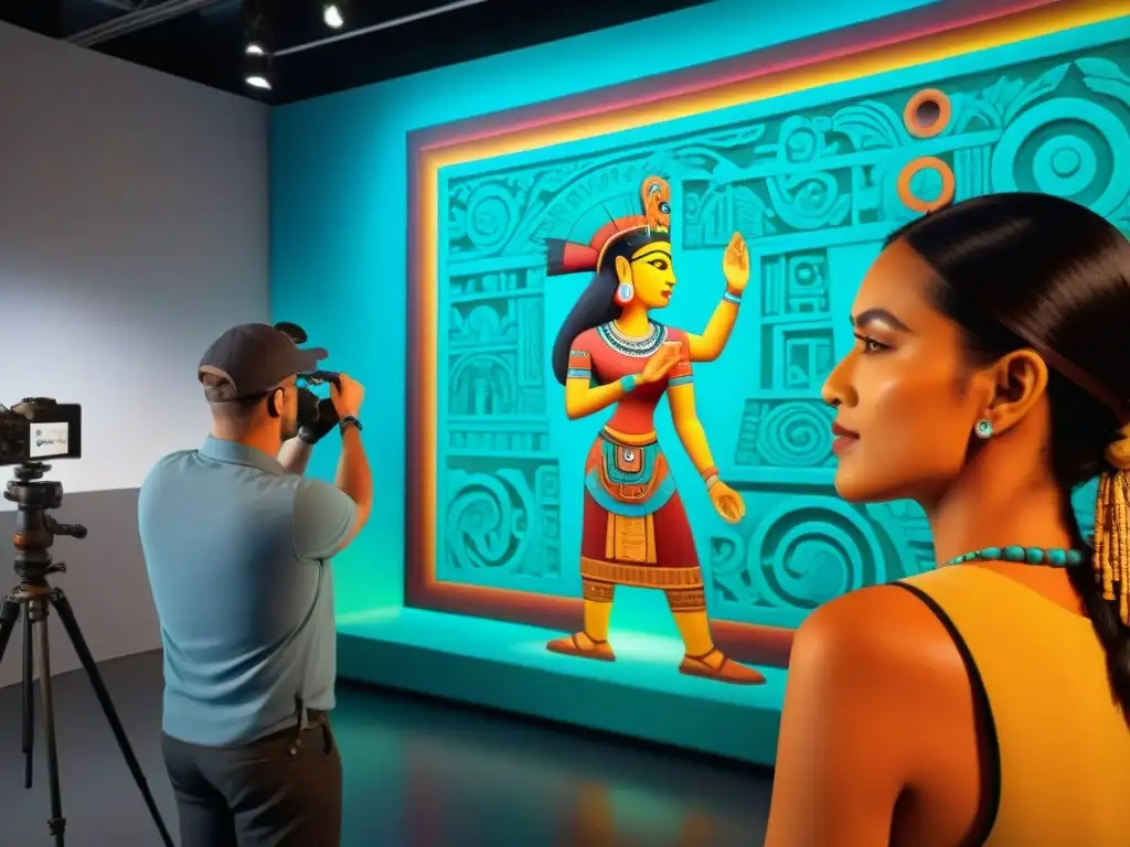 Equipo de expertos en restauración de murales mayas utilizando tecnología 3D para revivir la obra con detalle