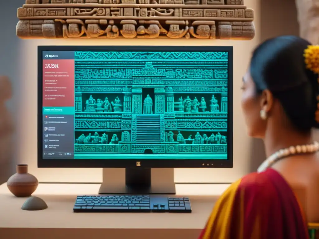 Equipo de investigadores analizando simulaciones computacionales de rituales mayas
