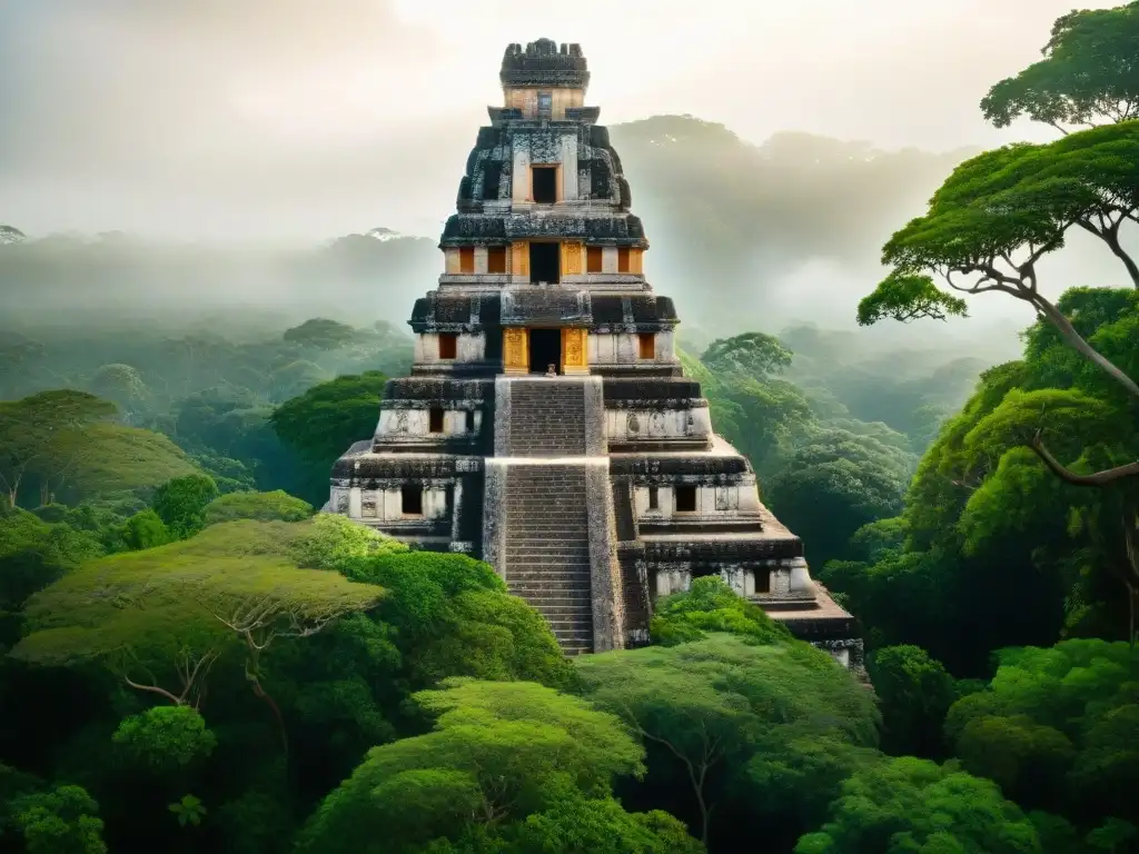 Equipo de conservación restaurando ruinas mayas con prácticas de conservación en la selva