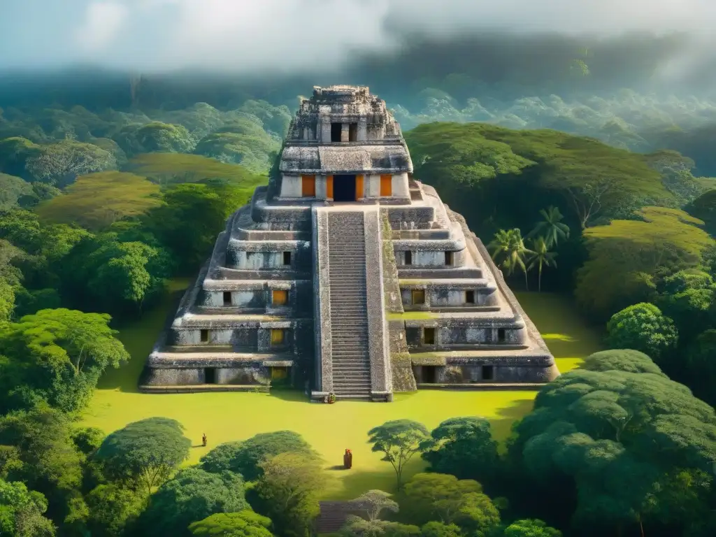 Equipo arqueológico utilizando tecnologías para preservar monumentos mayas en selva exuberante