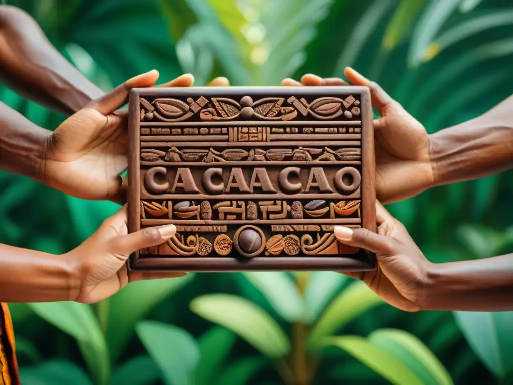 Escena maya de intercambio de cacao, destacando su importancia cultural en la economía antigua