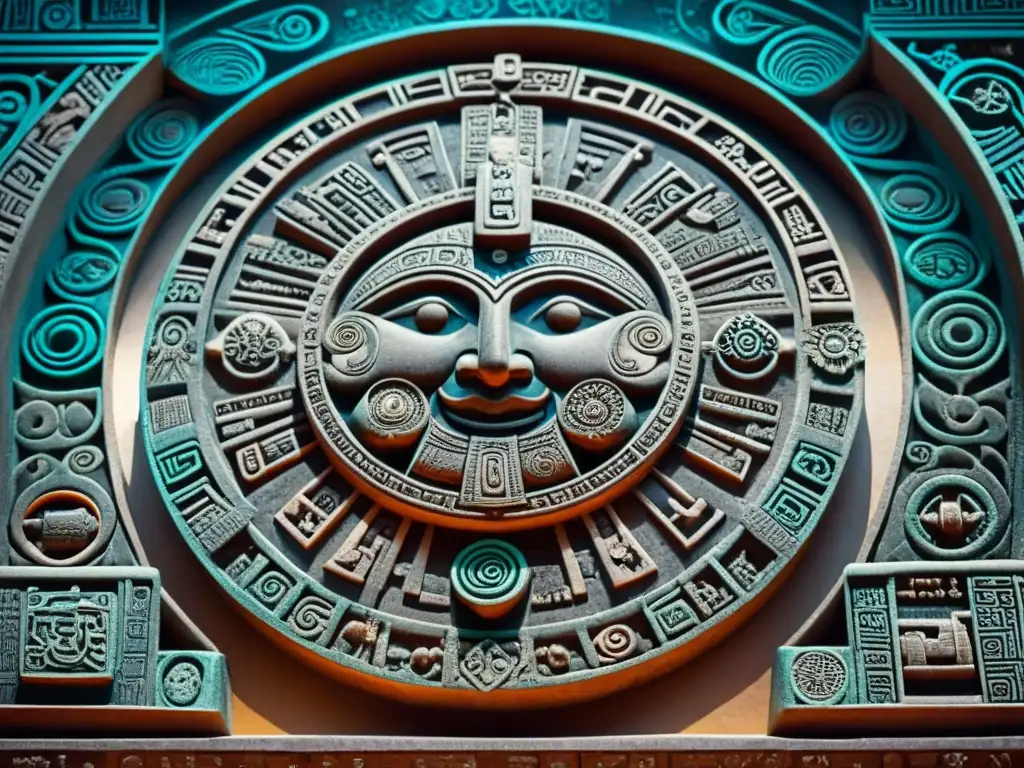 Esculpura maya detallada: símbolos astronómicos y calendario