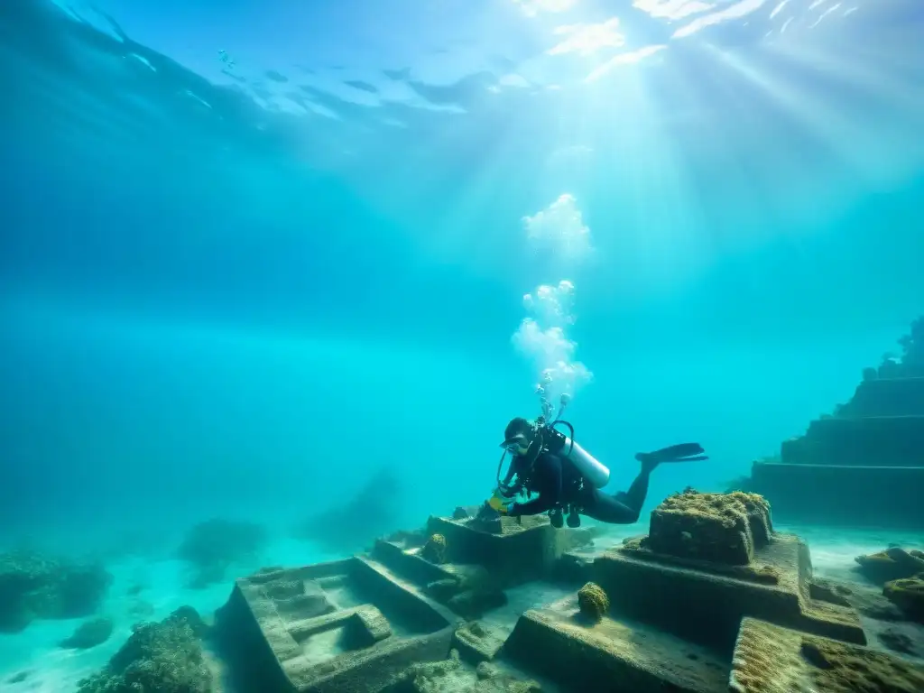 Excavación meticulosa de arqueólogos submarinos en sitio maya, preservación sitios arqueológicos submarinos mayas