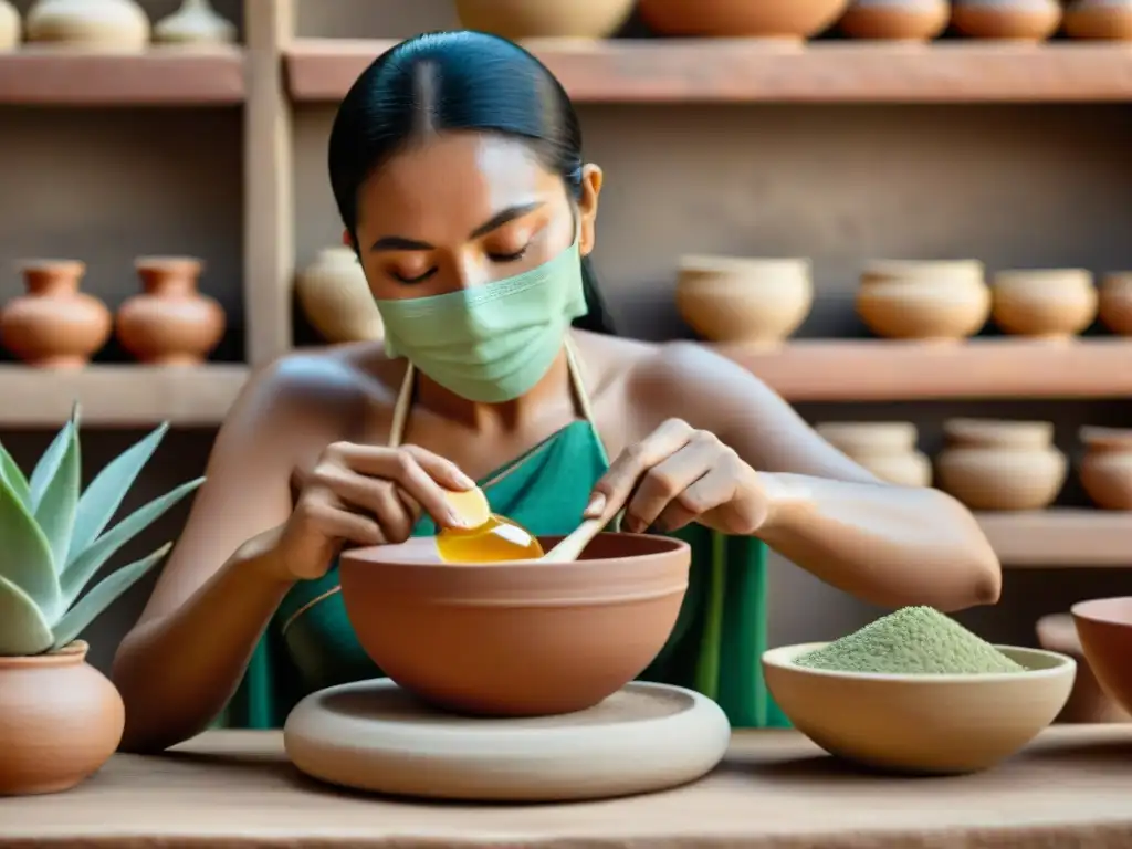 Una experta maya mezcla ingredientes naturales para crear mascarillas rejuvenecedoras