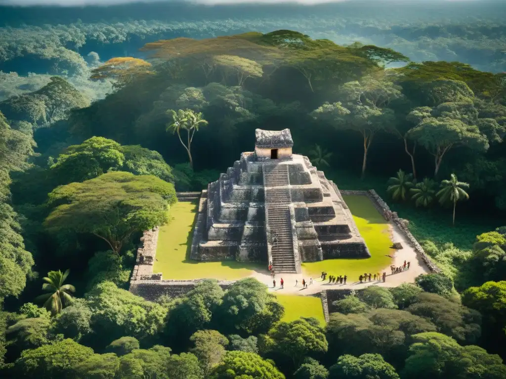 Expertos conservación cultura maya restaurando ruinas antiguas en la jungla