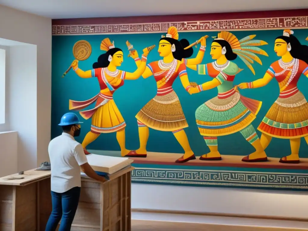 Expertos en restauración de murales mayas utilizando tecnología 3D para recuperar la obra original