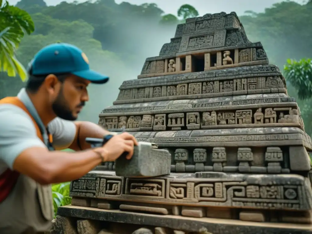 Expertos restauran tallados en estructura maya con precisión en la selva