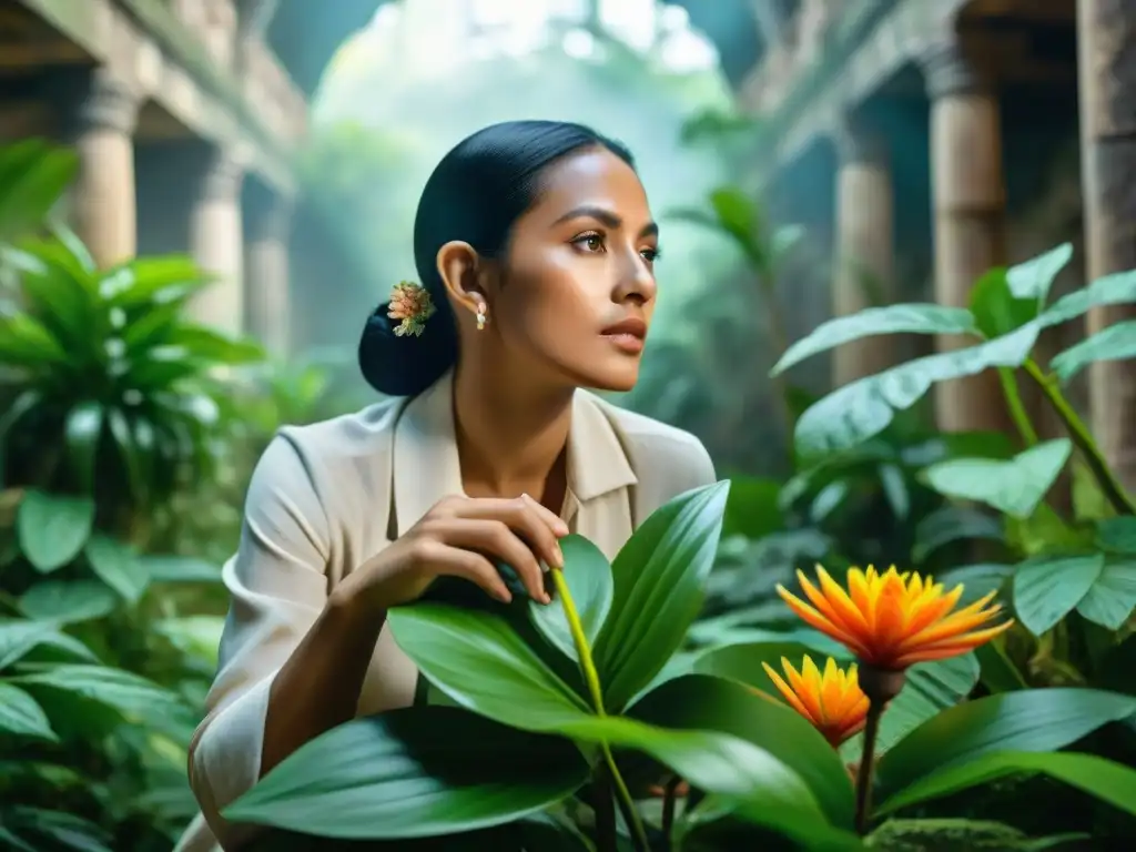 Exploración del botánico maya aplicado en la exuberante selva