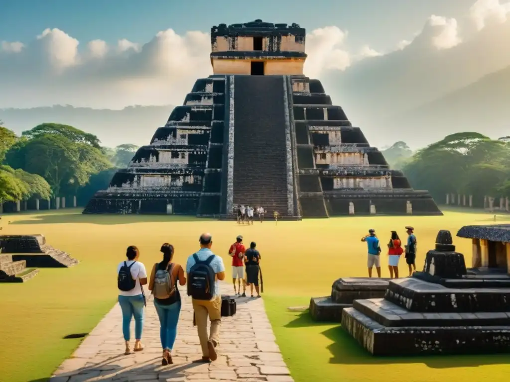 Exploradores maravillados por las monumentales estelas y zoomorfos mayas en Quiriguá