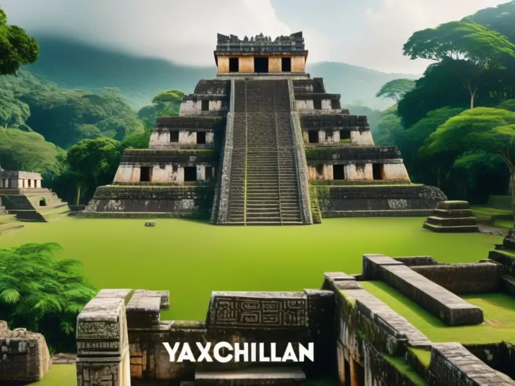 Exploración virtual de Yaxchilán: Tecnología y cultura ancestral Exploradores maravillados en tour virtual 3D de Yaxchilán, fusionando tecnología y cultura