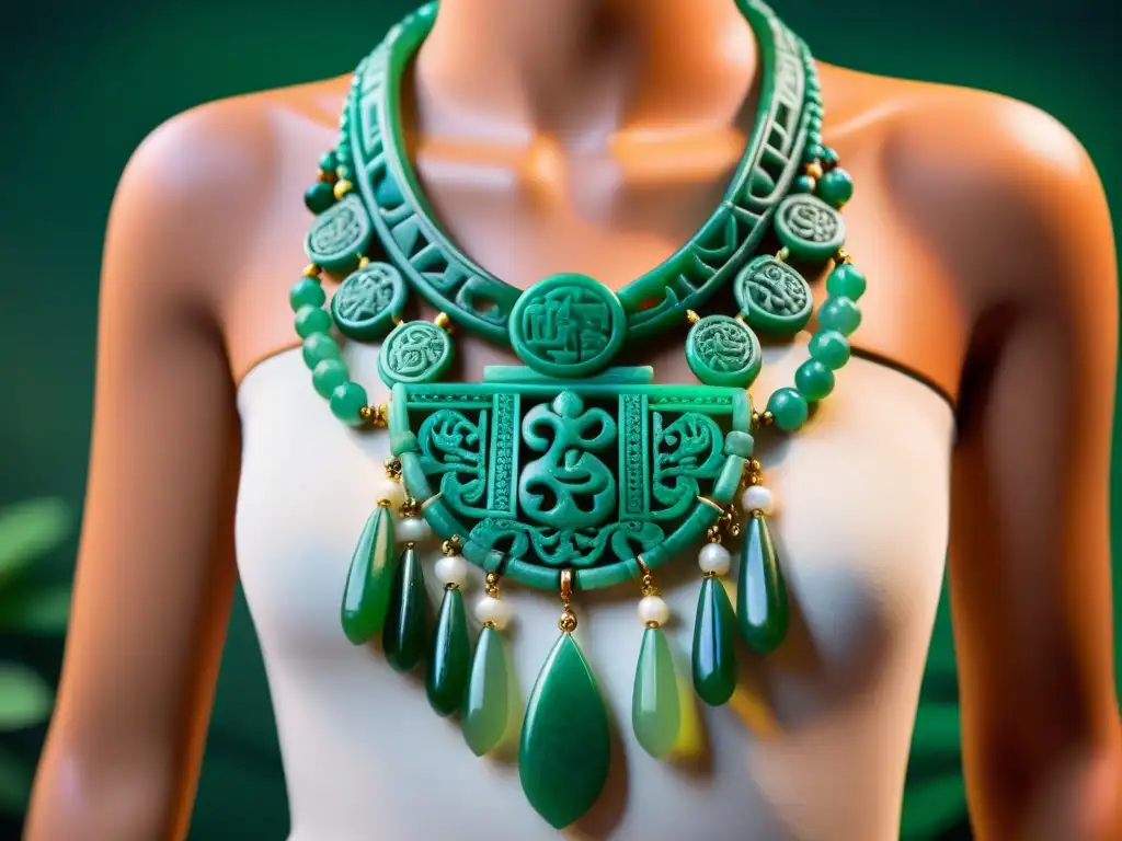 Exquisita joyería maya: collar de jade detallado, reflejo de su impacto cultural en la sociedad