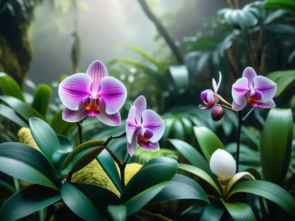 Un exuberante fragmento de la selva Maya, con una variedad impresionante de orquídeas coloridas en plena floración