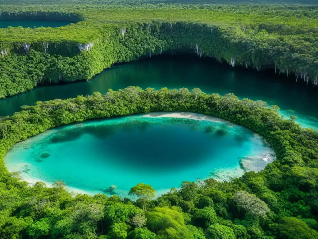 Exuberante paisaje de la selva en la Península de Yucatán con red de cenotes