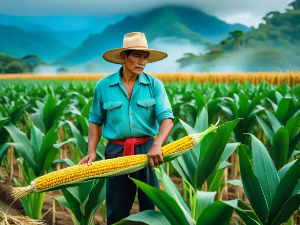 Milpa Maya: cosecha de maíz en familia Una familia maya tradicional cosechando maíz colorido en una milpa, practicando una dieta sostenible milpa maya