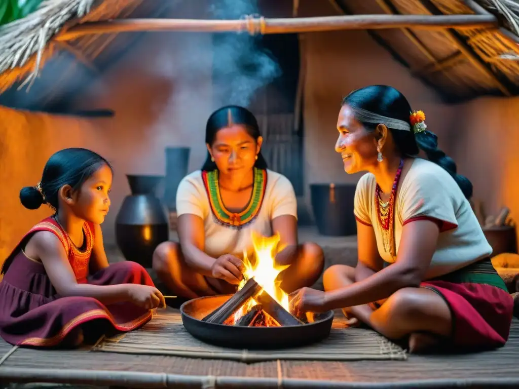 Una familia maya tradicional comparte sabiduría y actividades diarias en una cabaña de techo de paja