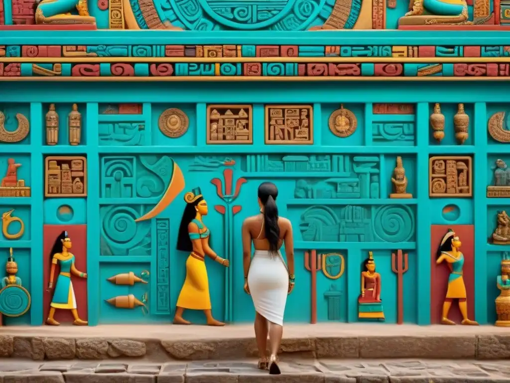 Fascinante mural maya lleno de significado en sus símbolos y colores vibrantes