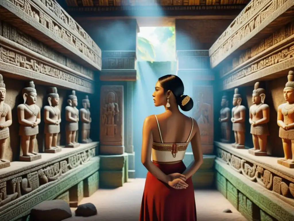 Una fascinante reconstrucción virtual en 8k del Patrimonio maya en realidad virtual, con detalladas esculturas y frescos vibrantes