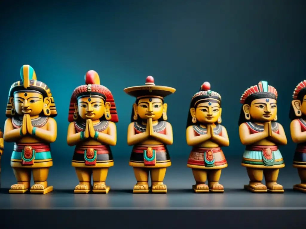 Figurillas mayas talladas: arte y simbolismo milenario Figurillas mayas en el más allá: Detalles intrincados y diseños elaborados en un grupo de antiguos artefactos, destacando su artesanía y simbolismo
