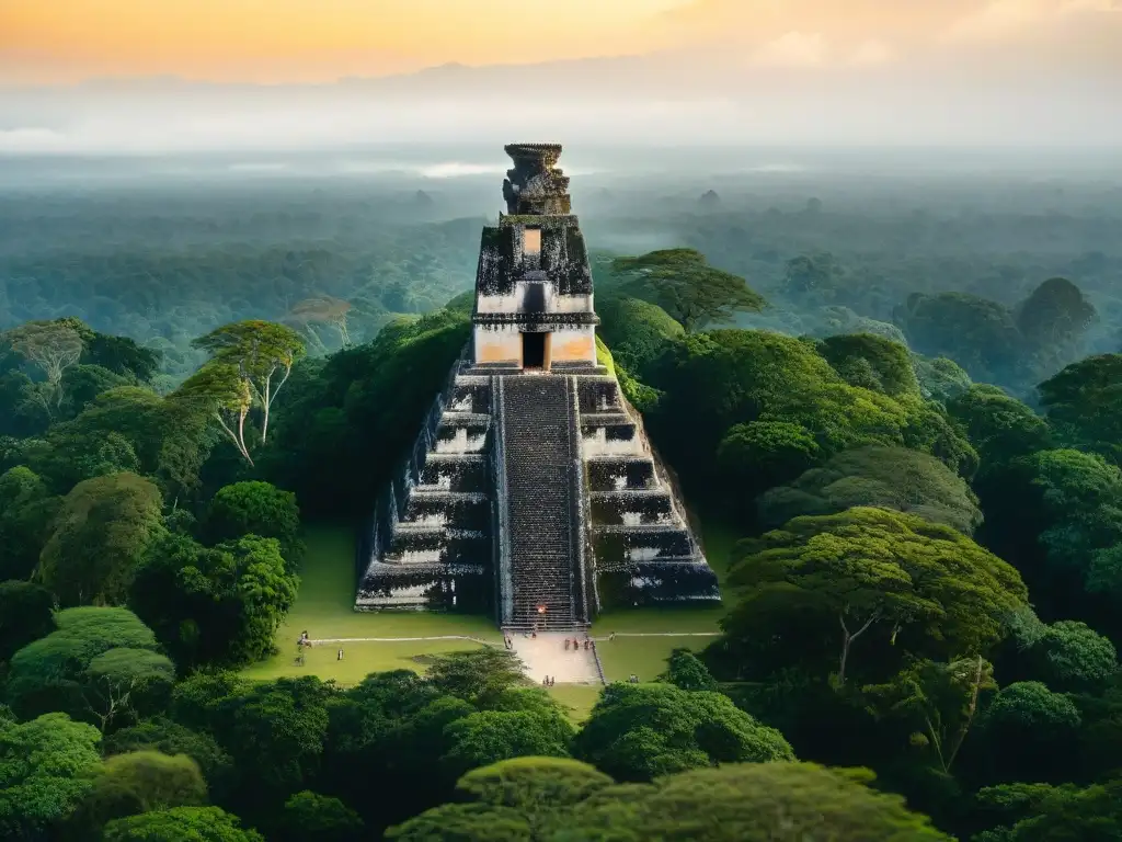 Explora la grandeza de Tikal al atardecer, ruinas mayas turismo cultura