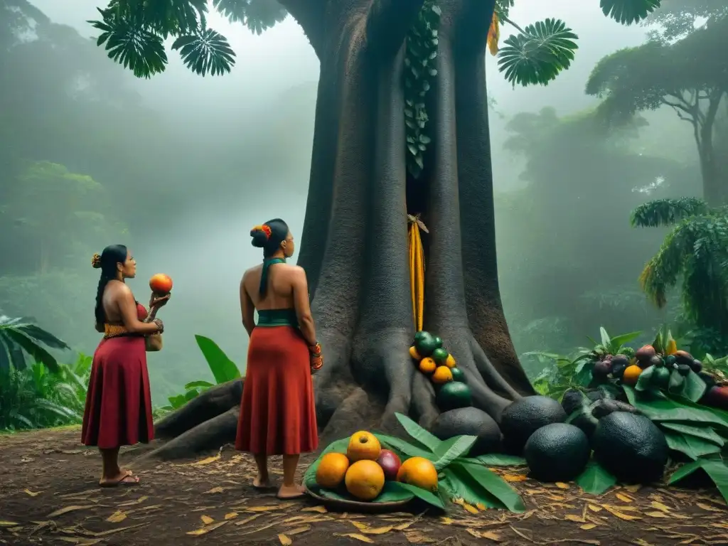 Un grupo de curanderos mayas recolectando zapote negro en la selva