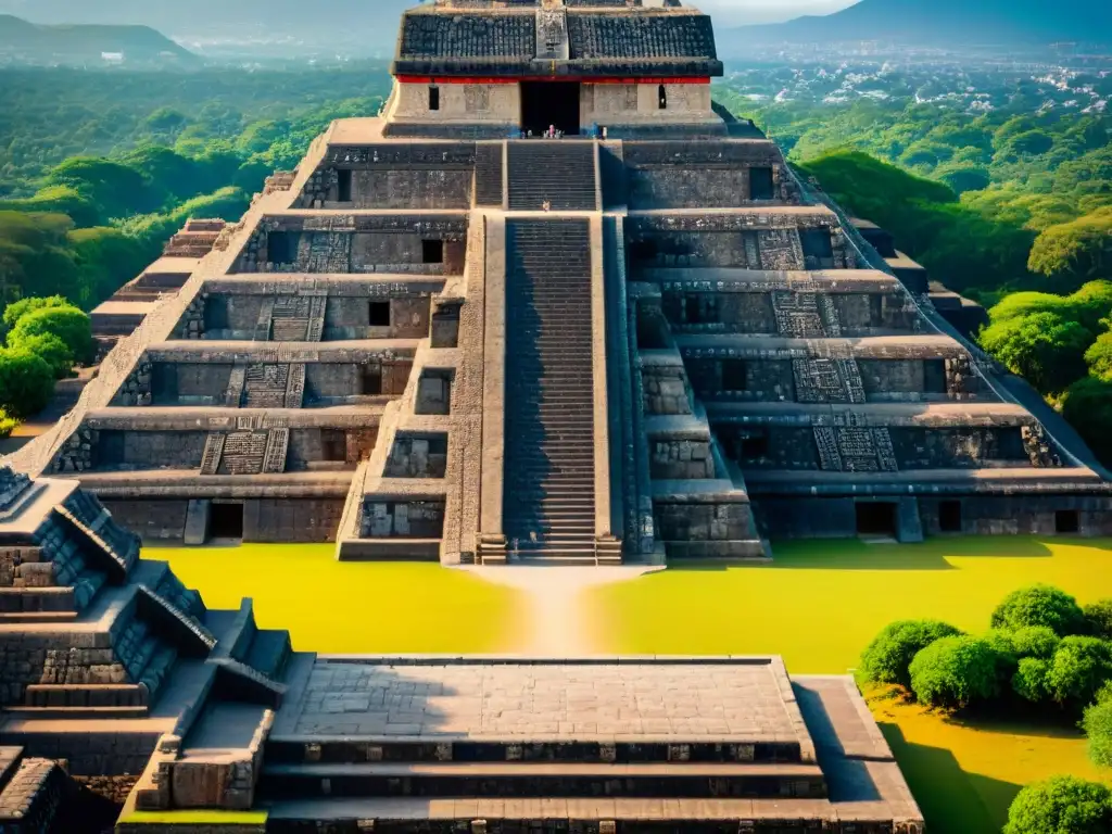 Grupo de estudiosos mayas admirando innovaciones tecnológicas en Teotihuacán