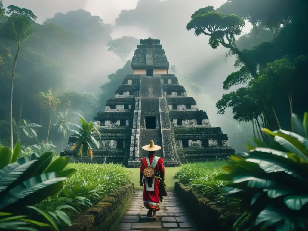 Un grupo de peregrinos mayas recorren la selva hacia un templo, en un ritual sagrado