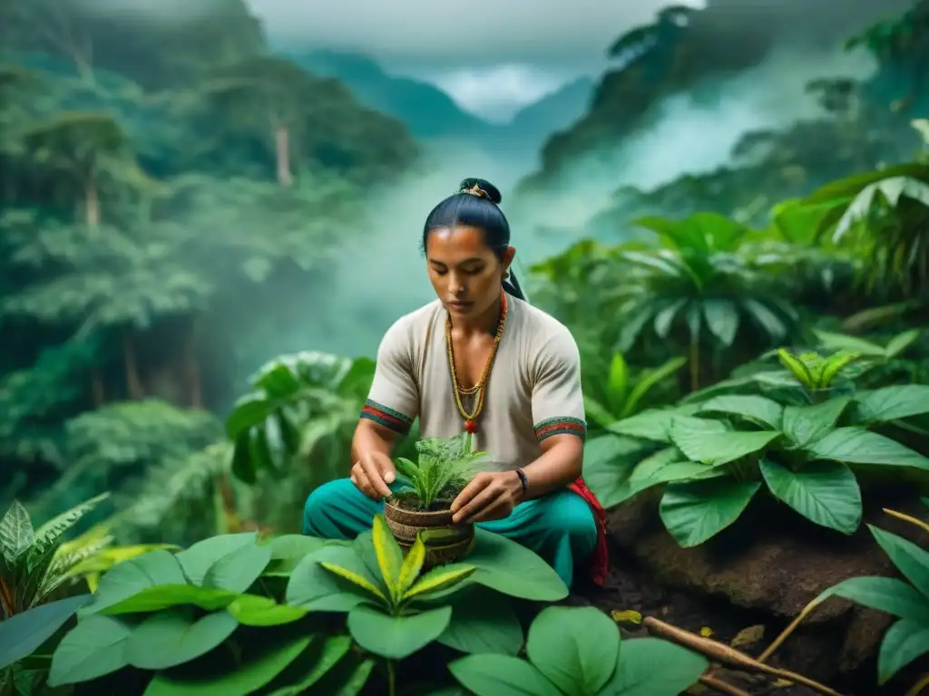 Un herbolario maya practica técnicas ancestrales de cultivo de plantas medicinales en la exuberante selva