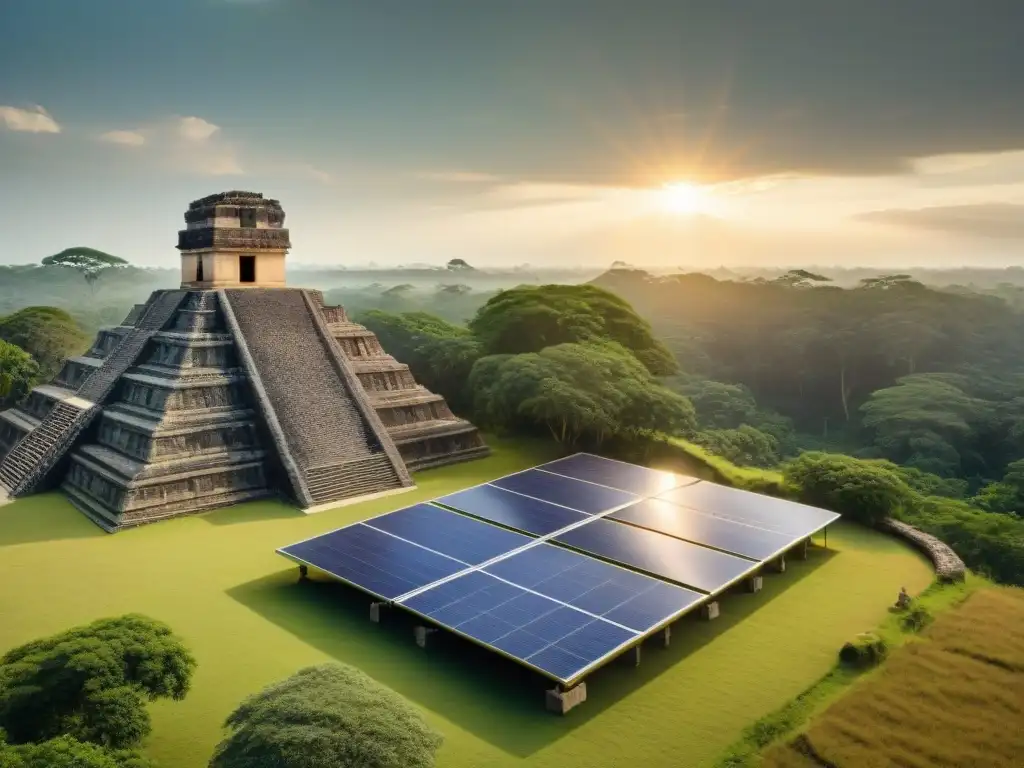 Unión de historia y tecnología: paneles solares en sitio maya