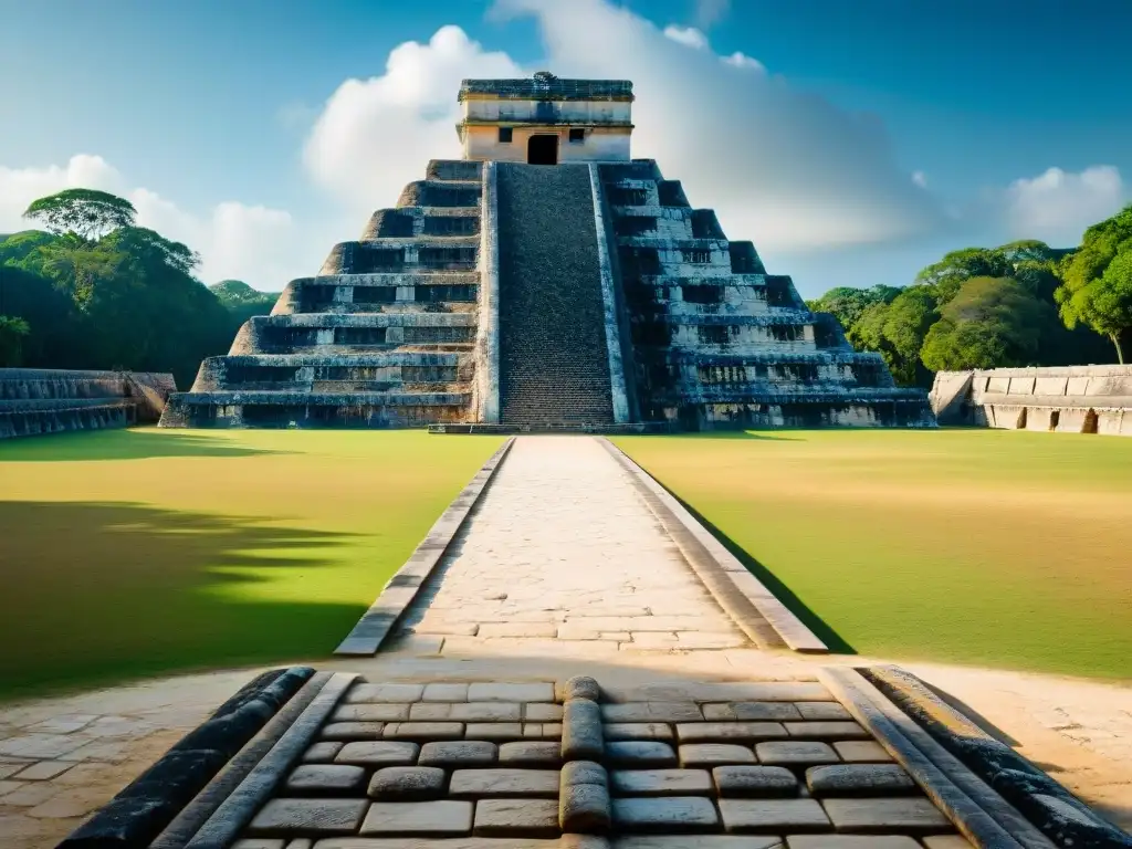 Imponente centros ceremoniales cultura maya en la Gran Cancha de Chichen Itza