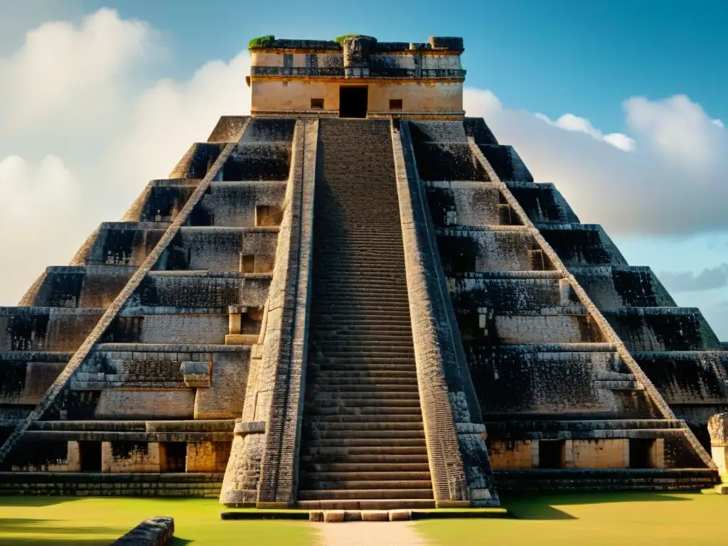 Imponente diseño arquitectura ceremonial templos mayas en la Pirámide del Adivino en Uxmal