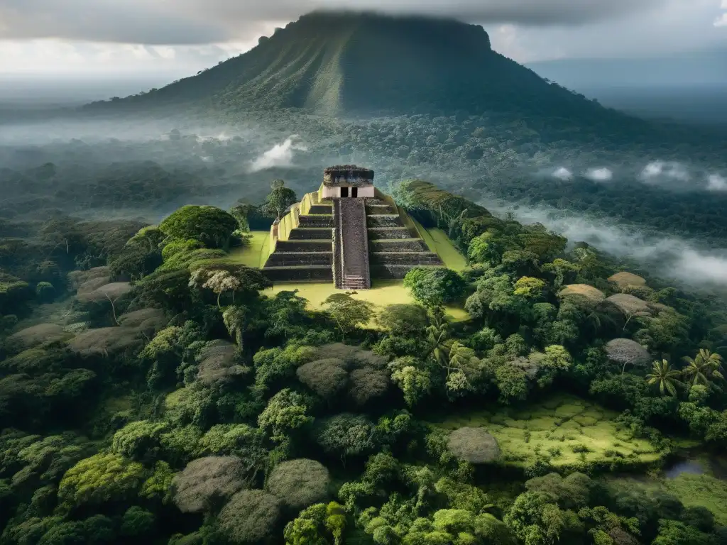 Imponente paisaje maya con impacto ambiental y vestigios de guerra bajo la densa vegetación