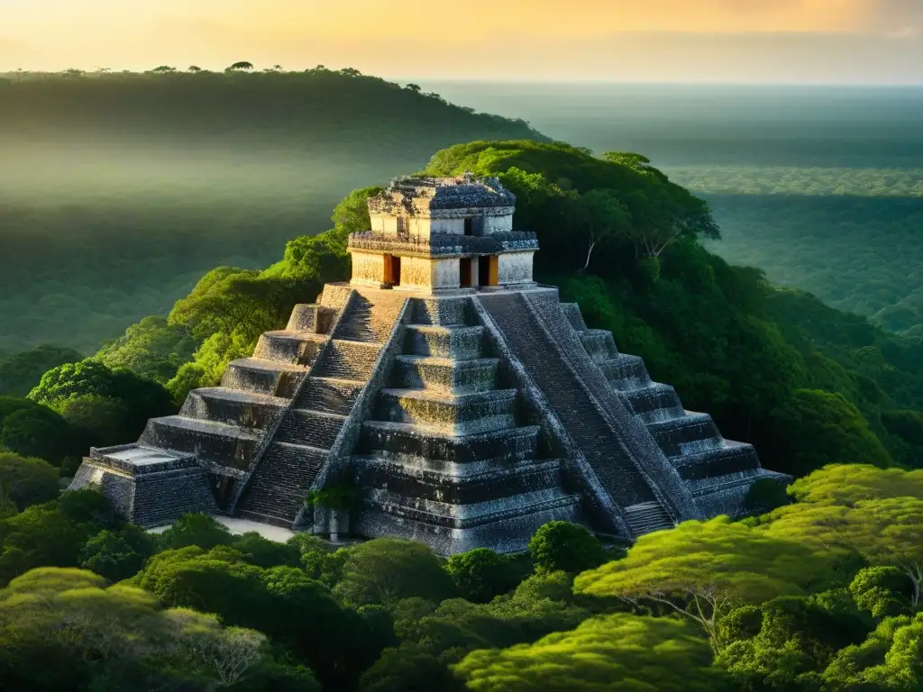 Imponente Templo I de Calakmul emerge en la exuberante jungla, resaltando la historia maya y el turismo cultural