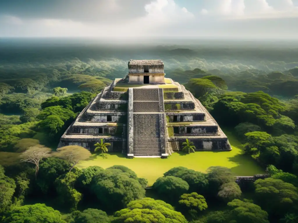 Imponentes ruinas mayas emergen entre exuberante vegetación y paisaje árido