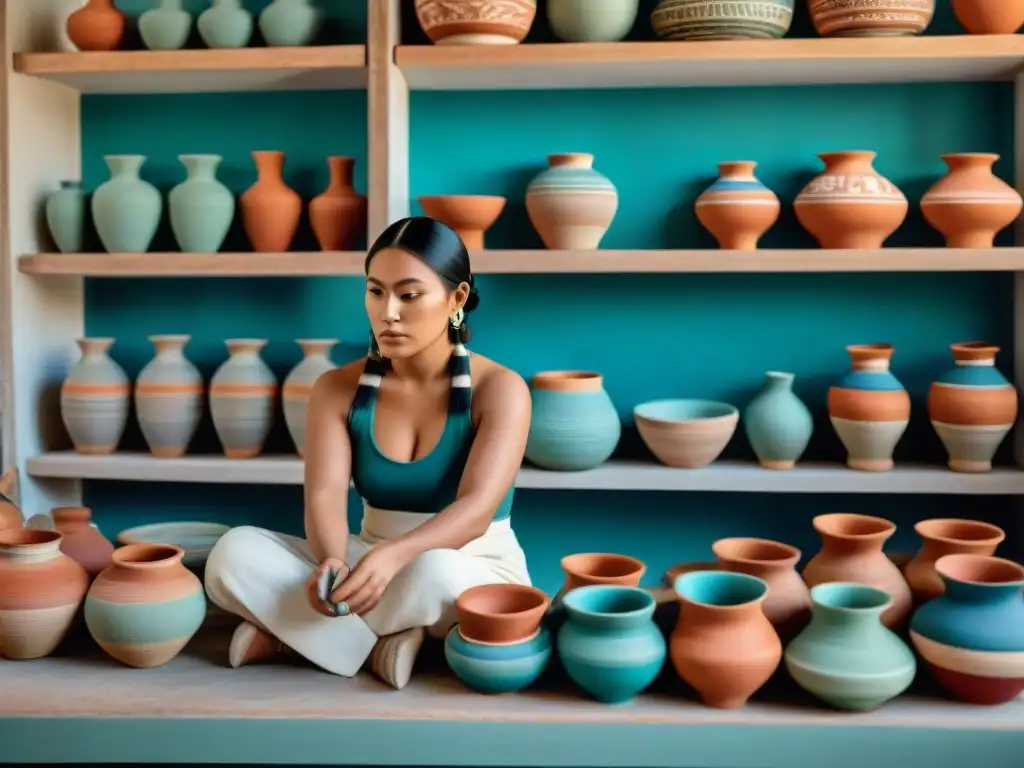 La importancia de la mujer en la cerámica maya: mujeres mayas expertas creando piezas cerámicas en un taller lleno de color y tradición