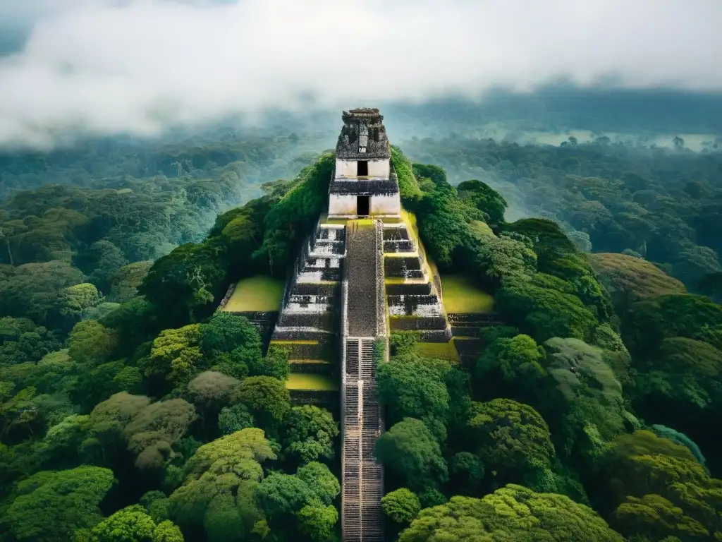 Impresionante foto aérea de Tikal en Guatemala resaltando ruinas mayas y selva exuberante