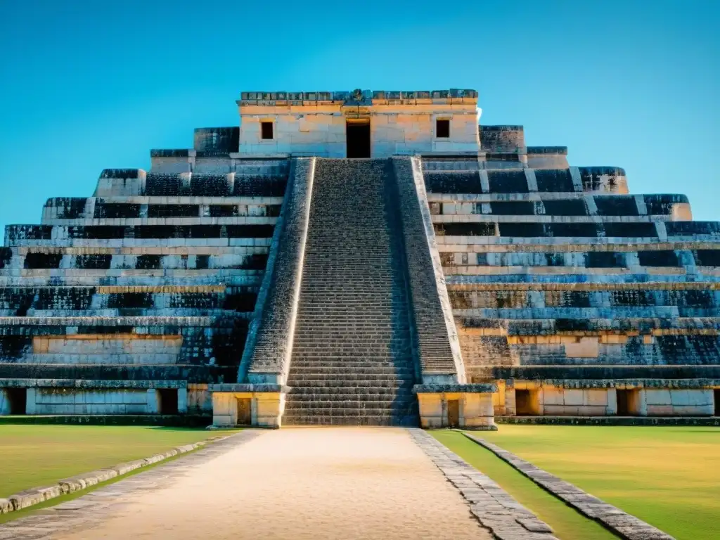 Impresionante Juego de Pelota Maya Ritual en Chichén Itzá, con detallados grabados en piedra y anillo elevado