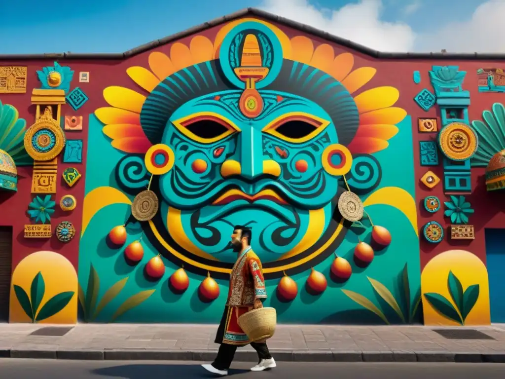 Impresionante mural callejero en CDMX fusionando dioses mayas en la cultura contemporánea