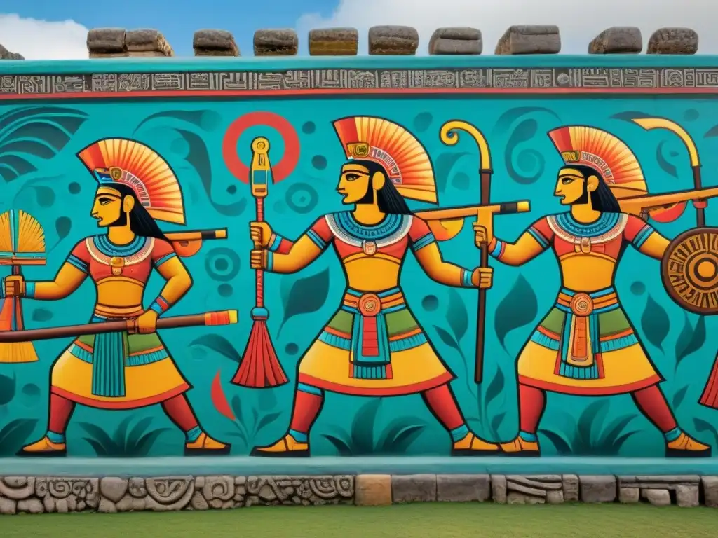 Impresionante mural maya de guerreros en combate