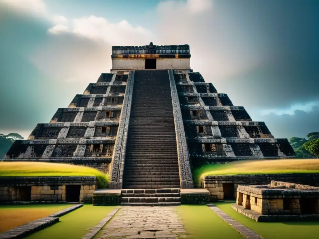 Ruinas mayas: arquitectura milenaria detallada Impresionante pirámide maya con intrincados detalles y herencia cultural de Tecnologías mayas olvidadas