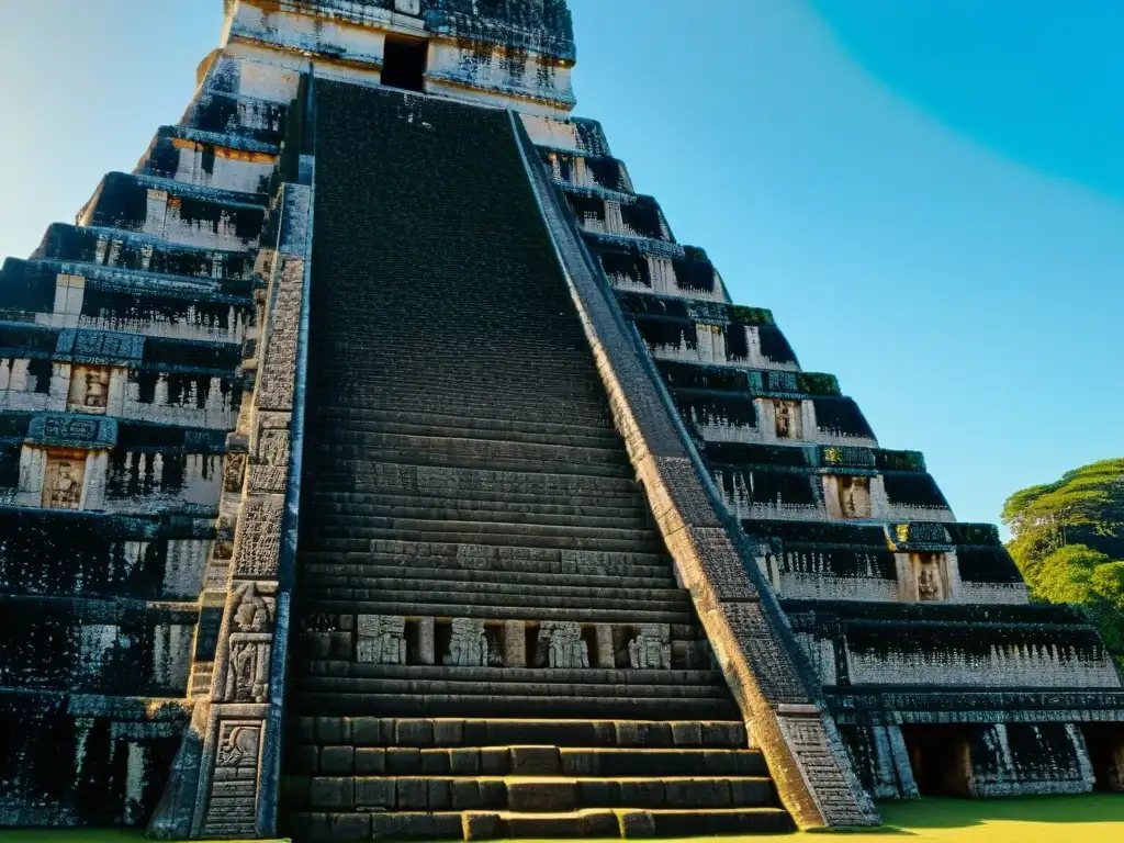 Impresionante pirámide maya en Tikal, educación turismo en las primeras ciudades mayas