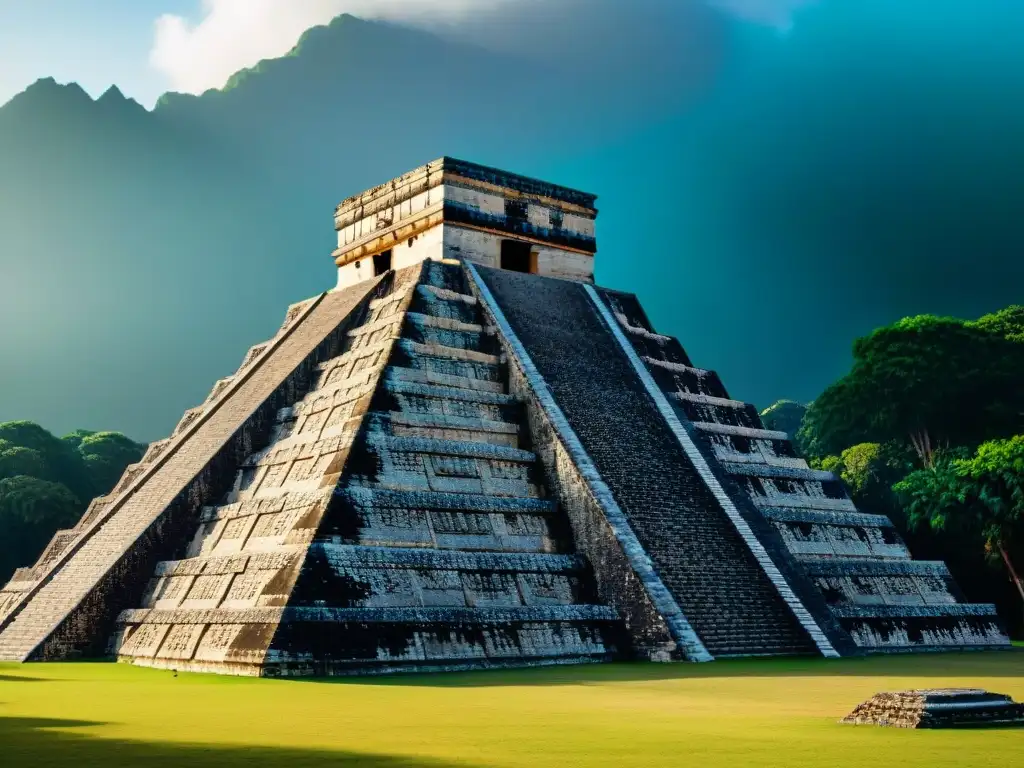 Impresionante templo maya dedicado a Kukulkán, con intrincados motivos serpentinos