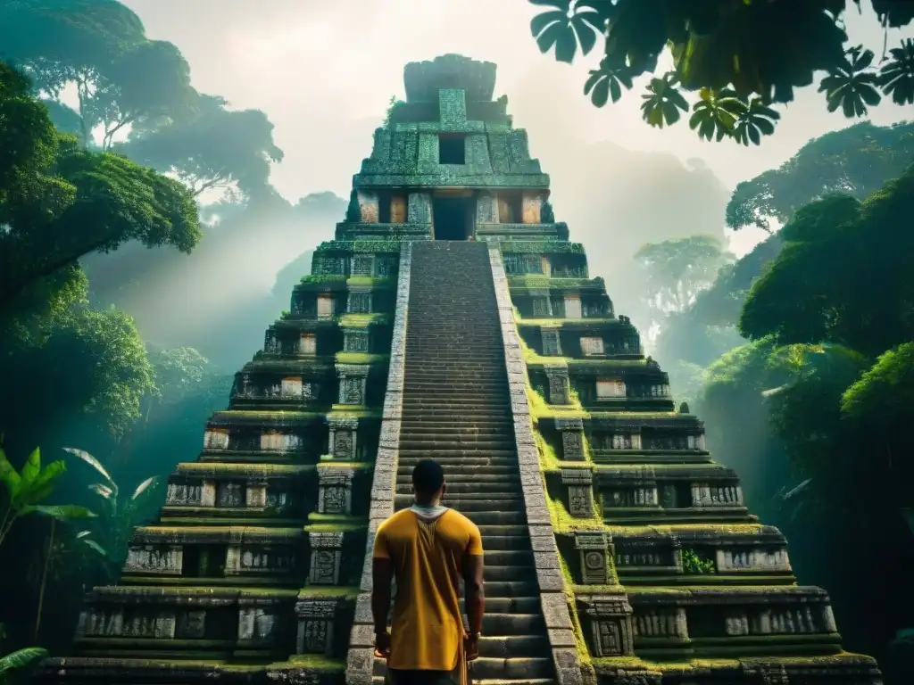 Impresionante templo maya dedicado a Chaac, dios de la lluvia, rodeado de exuberante vegetación