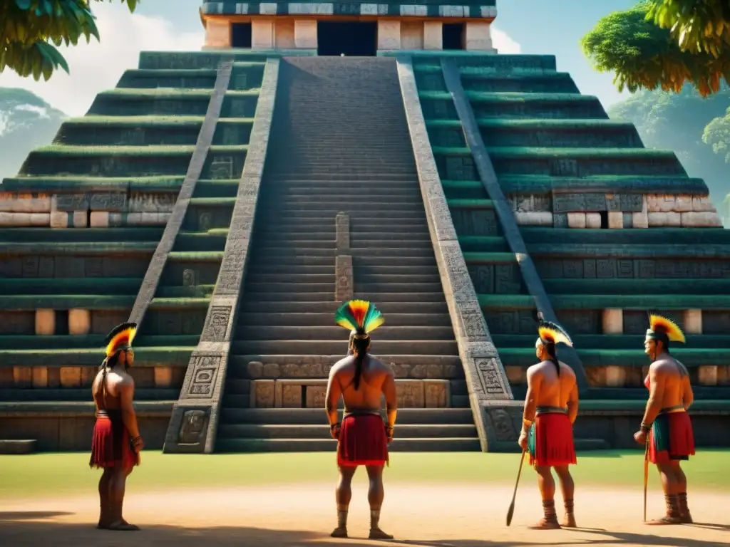 Impresionante Templo Maya del Juego de Pelota, detallado y lleno de significado cultural maya